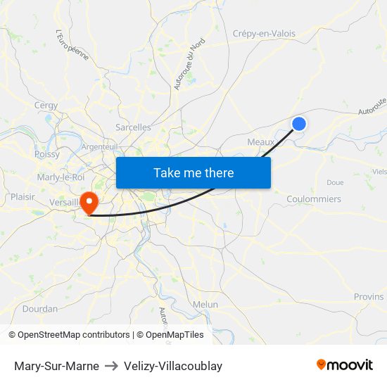 Mary-Sur-Marne to Velizy-Villacoublay map