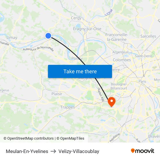 Meulan-En-Yvelines to Velizy-Villacoublay map