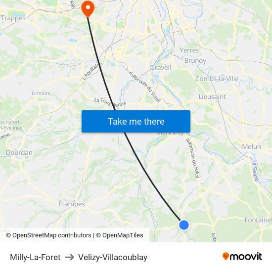 Milly-La-Foret to Velizy-Villacoublay map