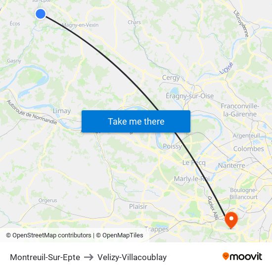 Montreuil-Sur-Epte to Velizy-Villacoublay map