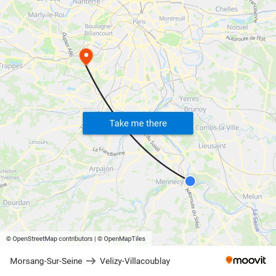 Morsang-Sur-Seine to Velizy-Villacoublay map