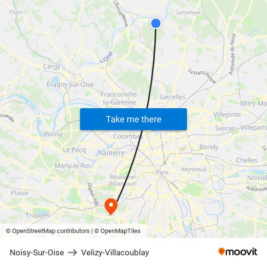 Noisy-Sur-Oise to Velizy-Villacoublay map