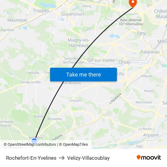 Rochefort-En-Yvelines to Velizy-Villacoublay map
