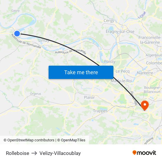 Rolleboise to Velizy-Villacoublay map