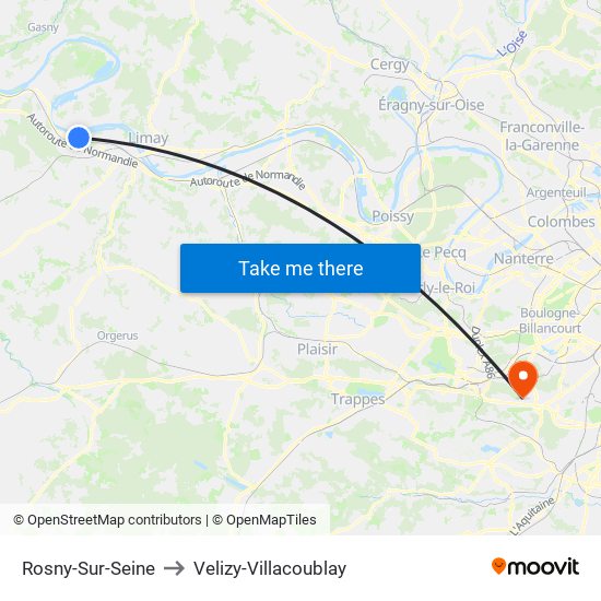 Rosny-Sur-Seine to Velizy-Villacoublay map