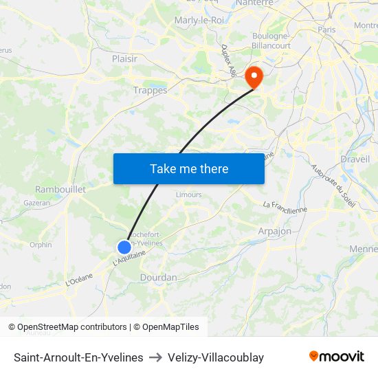 Saint-Arnoult-En-Yvelines to Velizy-Villacoublay map