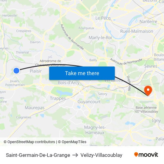 Saint-Germain-De-La-Grange to Velizy-Villacoublay map