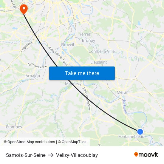 Samois-Sur-Seine to Velizy-Villacoublay map