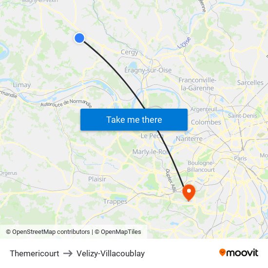 Themericourt to Velizy-Villacoublay map