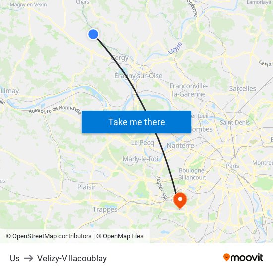 Us to Velizy-Villacoublay map