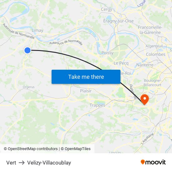 Vert to Velizy-Villacoublay map