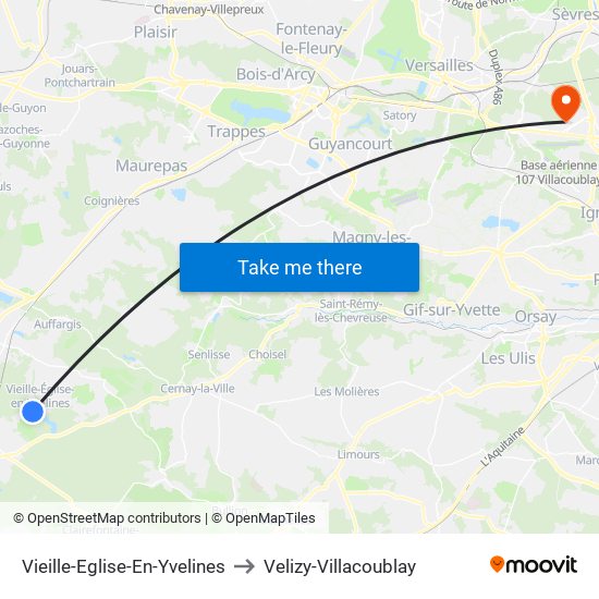 Vieille-Eglise-En-Yvelines to Velizy-Villacoublay map