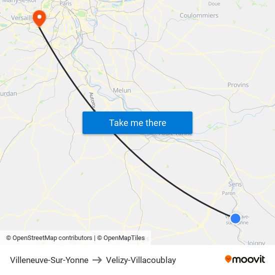 Villeneuve-Sur-Yonne to Velizy-Villacoublay map