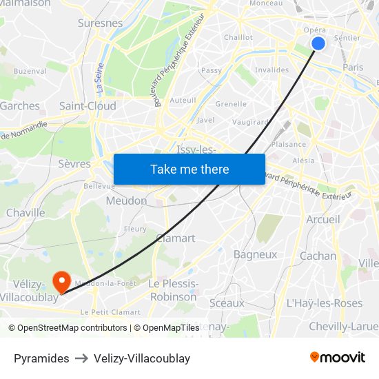 Pyramides to Velizy-Villacoublay map