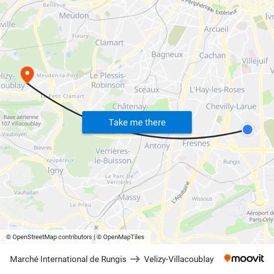 Marché International de Rungis to Velizy-Villacoublay map