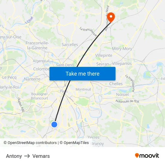 Antony to Vemars map