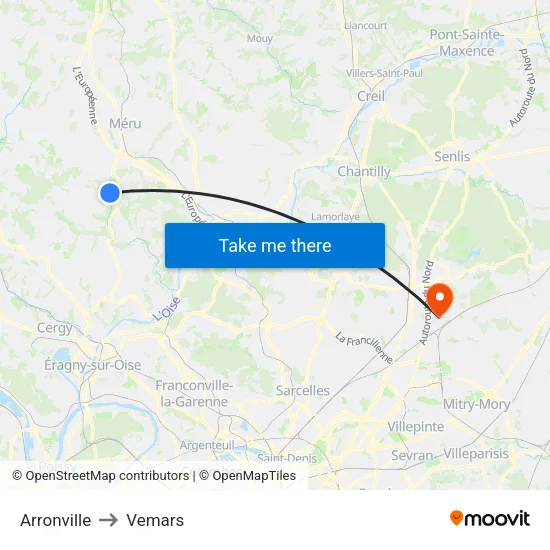 Arronville to Vemars map