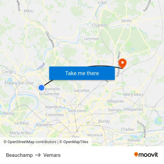 Beauchamp to Vemars map