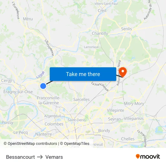 Bessancourt to Vemars map