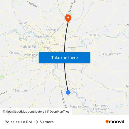 Boissise-Le-Roi to Vemars map