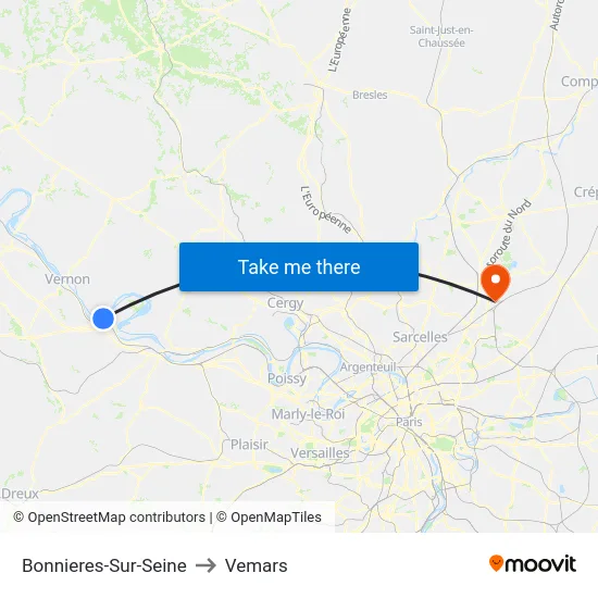 Bonnieres-Sur-Seine to Vemars map