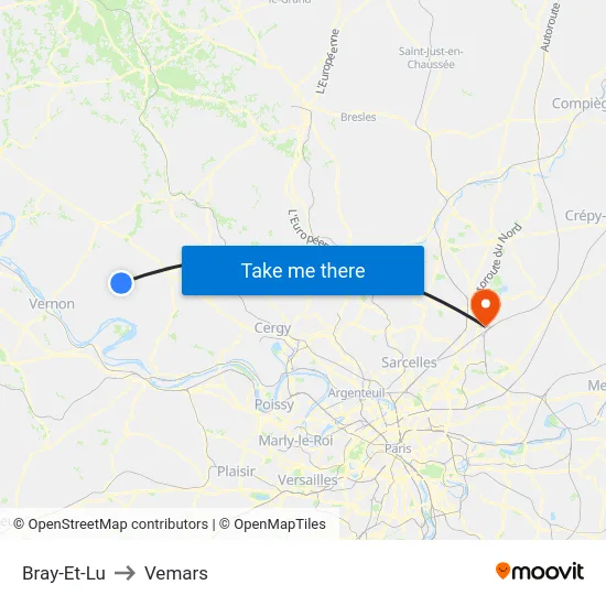 Bray-Et-Lu to Vemars map