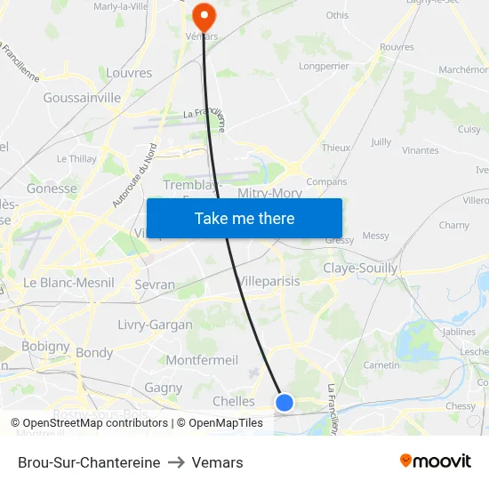 Brou-Sur-Chantereine to Vemars map