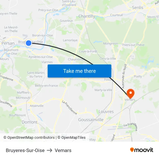Bruyeres-Sur-Oise to Vemars map