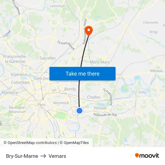 Bry-Sur-Marne to Vemars map