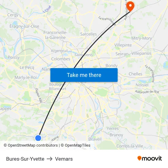 Bures-Sur-Yvette to Vemars map