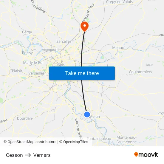 Cesson to Vemars map