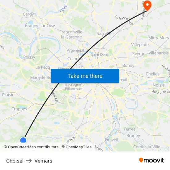 Choisel to Vemars map