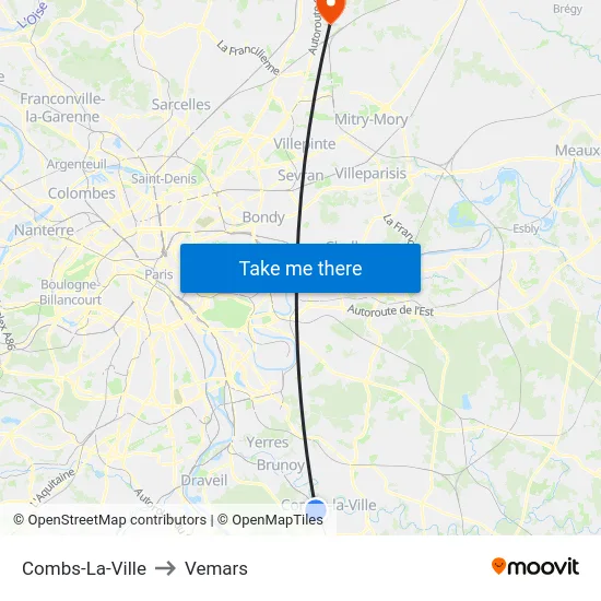 Combs-La-Ville to Vemars map