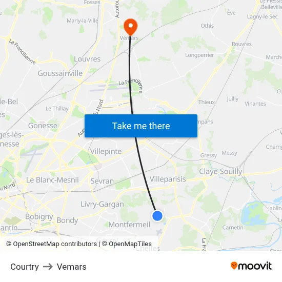 Courtry to Vemars map