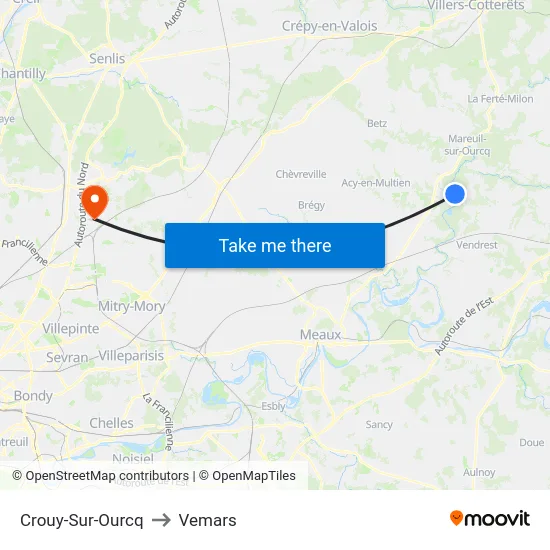 Crouy-Sur-Ourcq to Vemars map