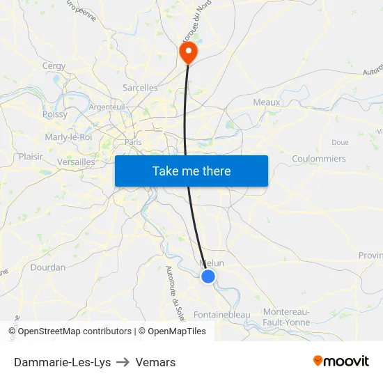 Dammarie-Les-Lys to Vemars map