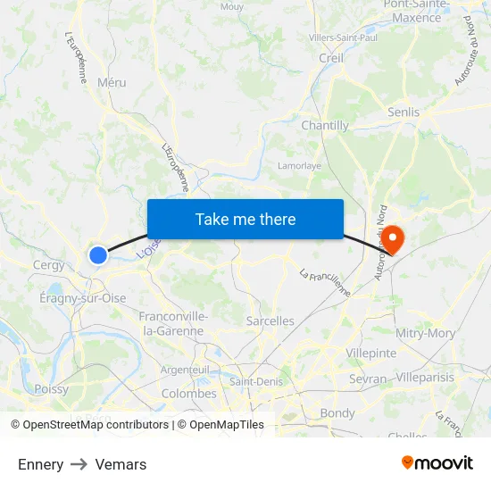 Ennery to Vemars map