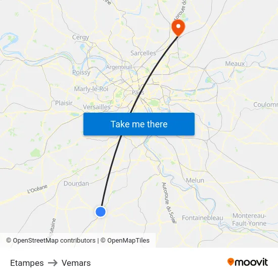 Etampes to Vemars map