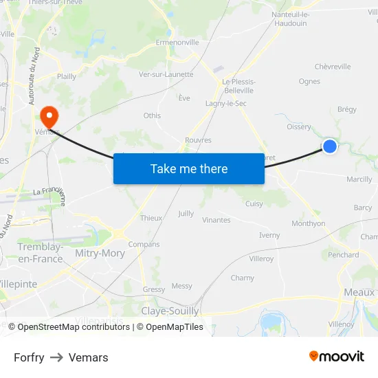 Forfry to Vemars map