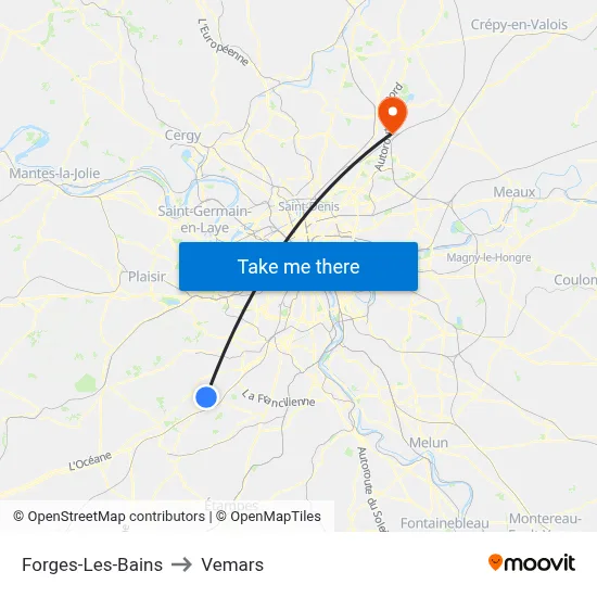 Forges-Les-Bains to Vemars map