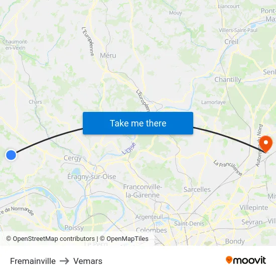 Fremainville to Vemars map