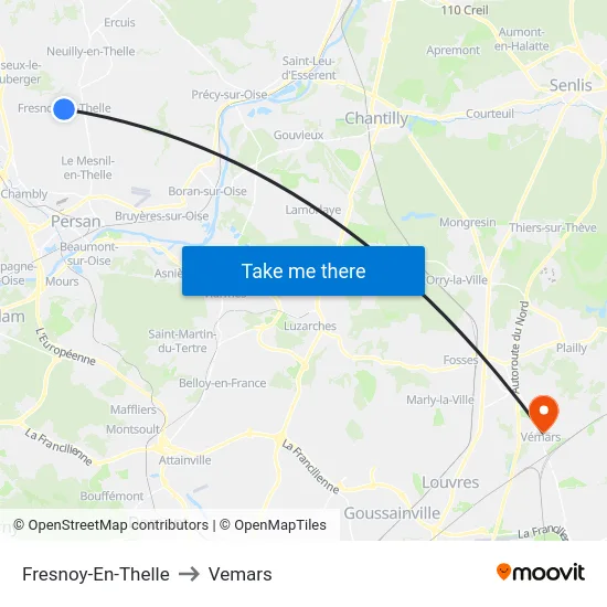 Fresnoy-En-Thelle to Vemars map