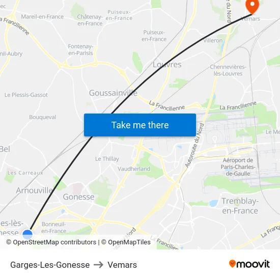 Garges-Les-Gonesse to Vemars map