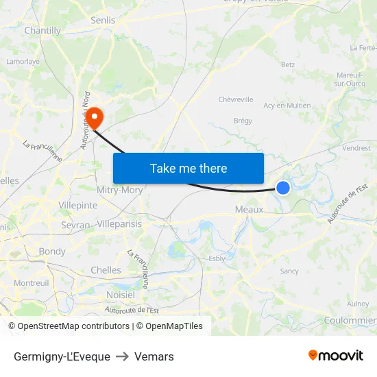 Germigny-L'Eveque to Vemars map