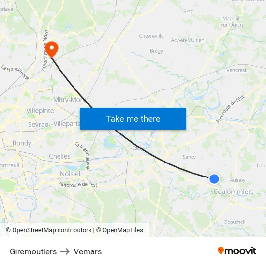 Giremoutiers to Vemars map