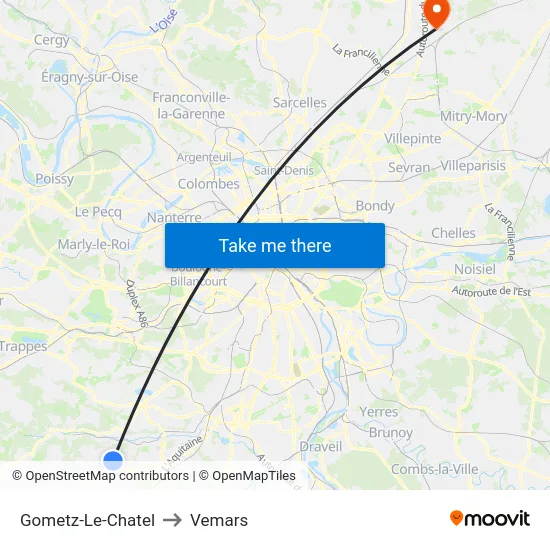 Gometz-Le-Chatel to Vemars map