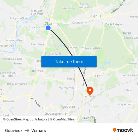 Gouvieux to Vemars map