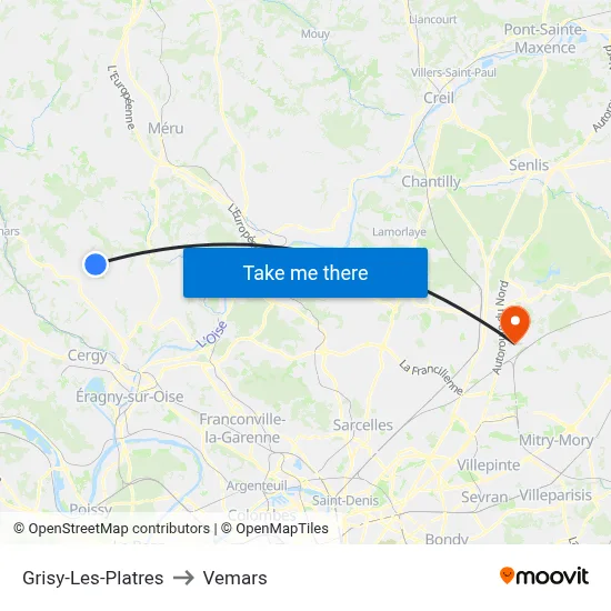 Grisy-Les-Platres to Vemars map