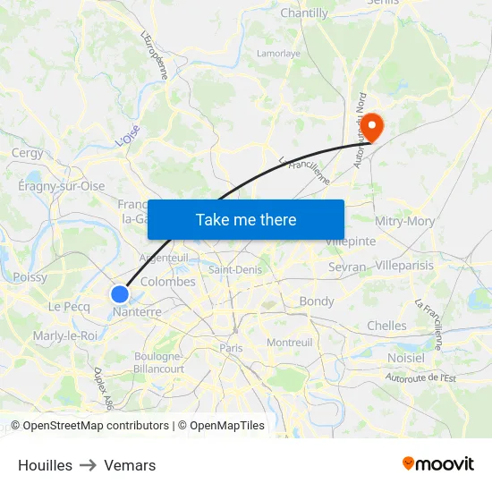 Houilles to Vemars map