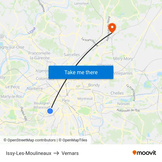 Issy-Les-Moulineaux to Vemars map